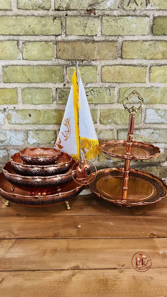 ست پذیرایی ۵ پارچه گلبرگ مسی نانو زنجان — تصویر ۲