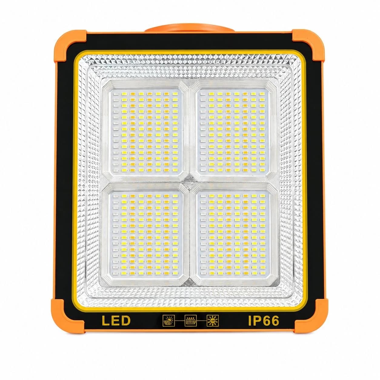 چراغ شارژی خورشیدی اورجینال 600 وات | پروژکتور قابل حمل با 288 LED، پاوربانک و استاندارد IP66 — تصویر ۳