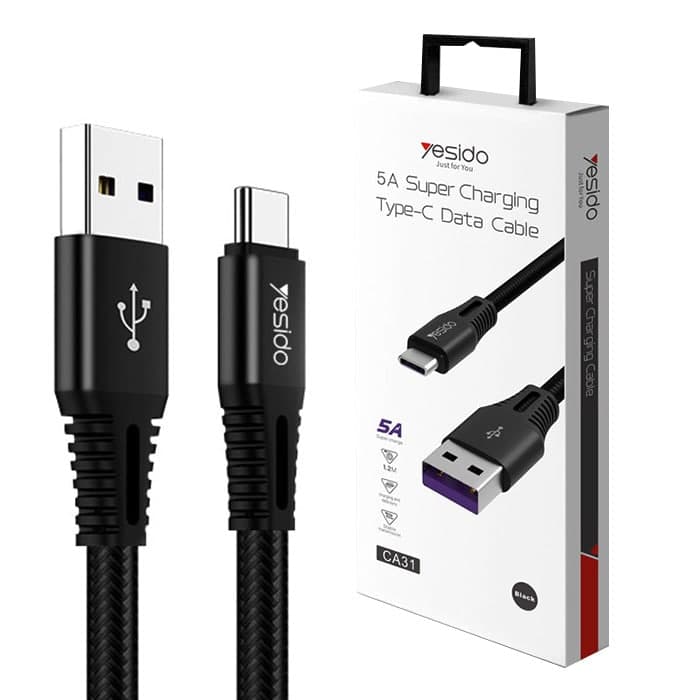 کابل USB به Type-C یسیدو YESIDO CA31 طول 1.2 متر 5 آمپر