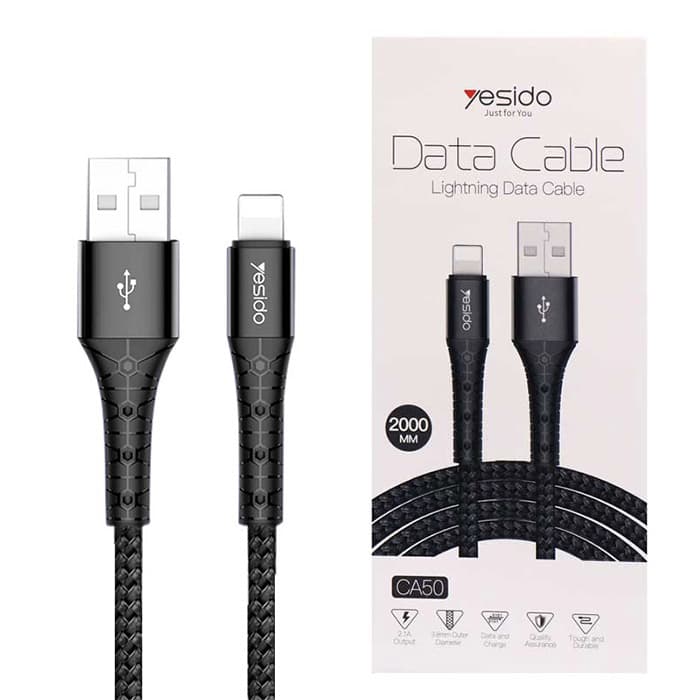 کابل USB به لایتنینگ یسیدو YESIDO CA50 طول 2 متر 2.4 آمپر