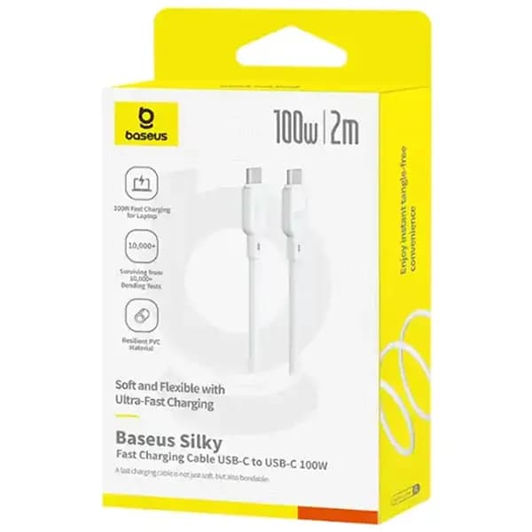 کابل شارژ دوسر تایپ سی 100 وات 2 متر بیسوس Baseus Silky Series CB000114 — تصویر ۸