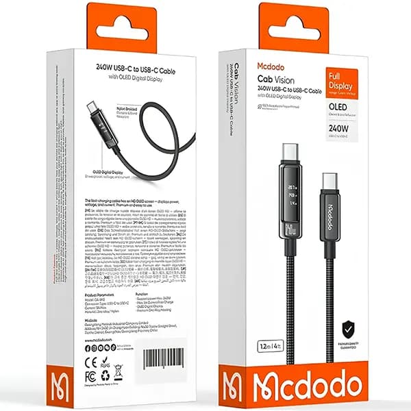 کابل شارژ دوسر تایپ سی 240 وات 1.2 متر Mcdodo Cab Vision CA-8900 — تصویر ۶
