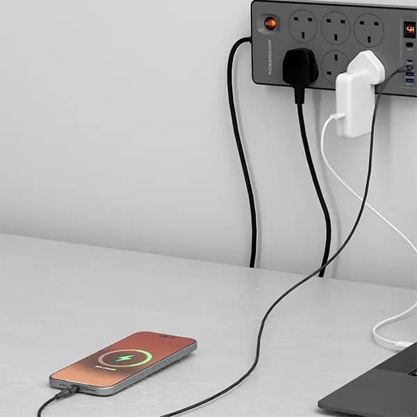 چندراهی برق تایمردار پاورولوژی Powerology 6AC 2990W Power Strip PWCUQC046BK — تصویر ۵