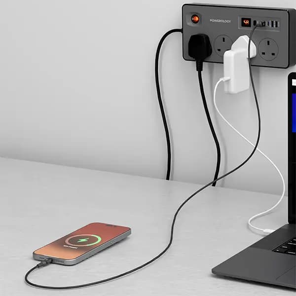چندراهی برق تایمردار پاورولوژی Powerology 4AC Power Strip PWCUQC045BK — تصویر ۷
