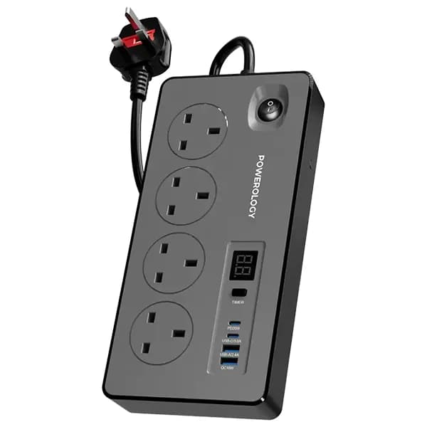 چندراهی برق تایمردار پاورولوژی Powerology 4AC Power Strip PWCUQC045BK — تصویر ۶