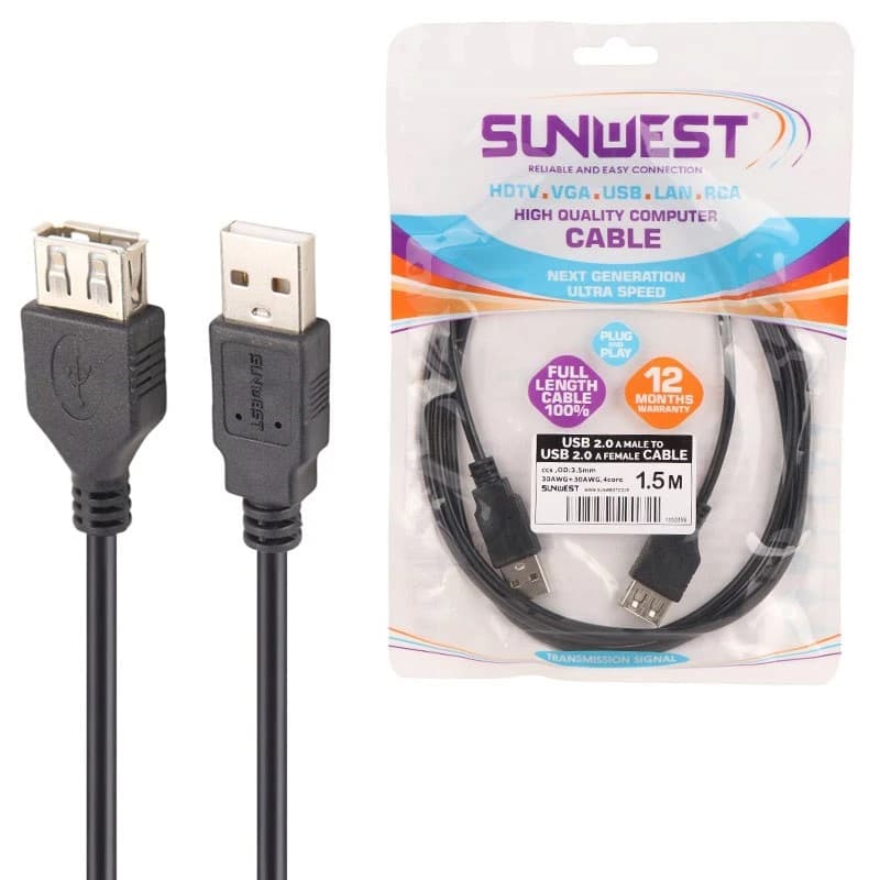 کابل افزایش طول USB سان وست Sunwest طول 1.5 متر — تصویر ۶