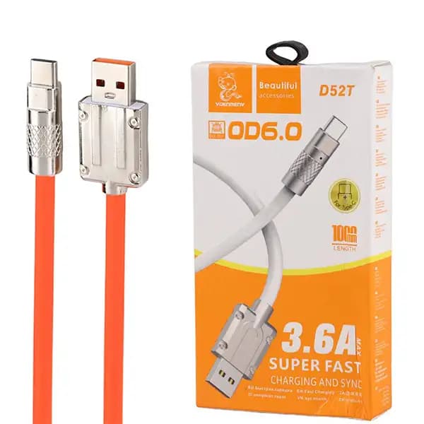 کابل تایپ سی 3.6 آمپر فست شارژ دنمن D52T طول 1 متر — تصویر ۲