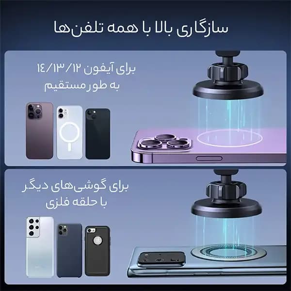 هولدر مگنتی گوشی موبایل داخل خودرو جویروم JR-ZS366-W — تصویر ۱۱