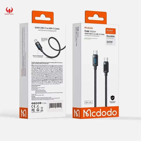 کابل شارژ دو سر تایپ سی 240 وات مک دودو Mcdodo Cab Vision Cable CA-0350 — تصویر ۸