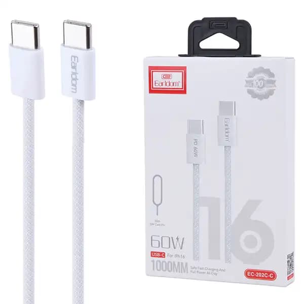 کابل دو سر تایپ سی فست شارژ 60 وات ارلدام EC-202C-C طول 1 متر