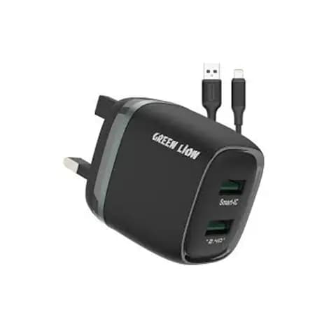 شارژر دیواری دو پورت گرین لاین با کابل لایتنینگ Green Wall Charger Dual Port 12W PVC Lightning — تصویر ۴
