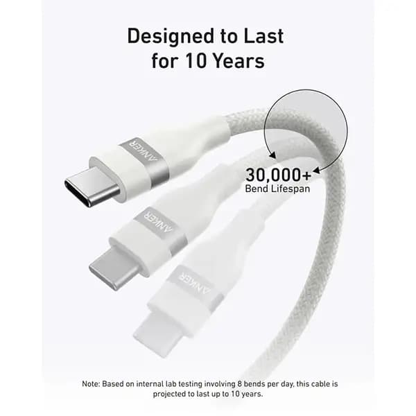 کابل تبدیل USB-C به USB-C انکر مدل A82E2 طول 0.9 متر با توان 240 وات — تصویر ۴