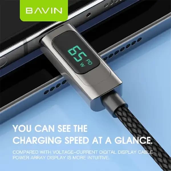 کابل تبدیل USB به لایتنینگ باوین مدل CB255 65W طول 1 متر — تصویر ۴