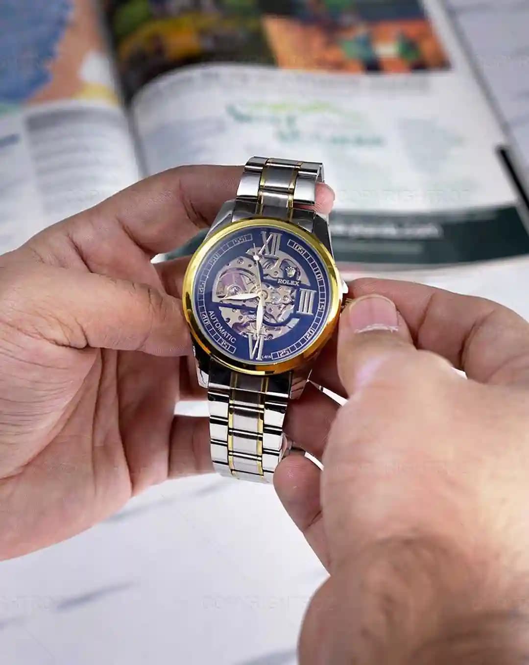 ساعت مچی اتوماتیک و کوکی رولکس ROLEX طرح اسکلتون مدل 1344 — تصویر ۸