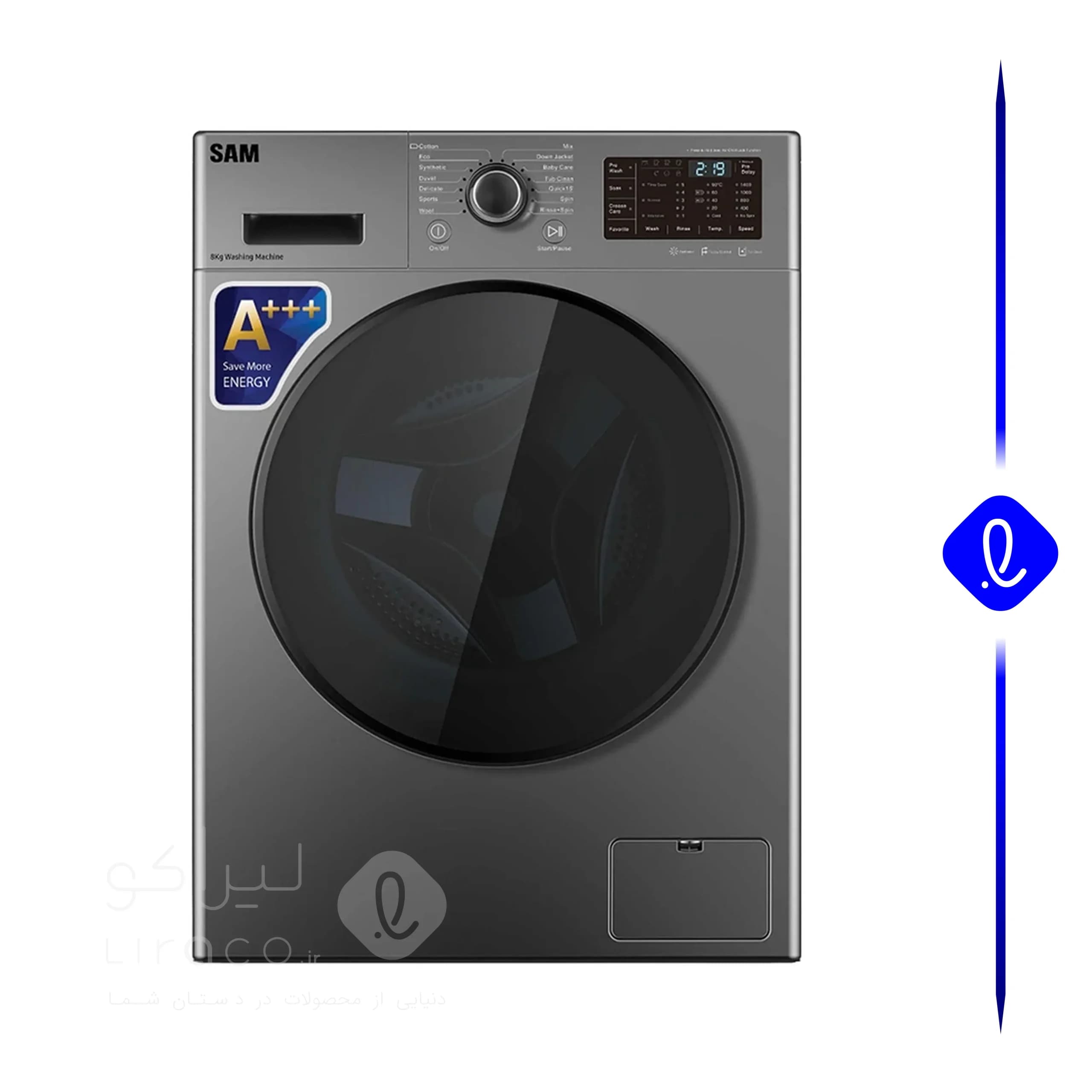 ماشین لباسشویی سام مدل BL-P1465i رنگ اینوکس — تصویر ۳
