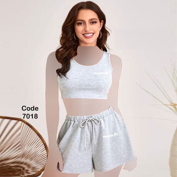 ست تاپ و شلوارک زنانه مدل ریبوک کد 7018