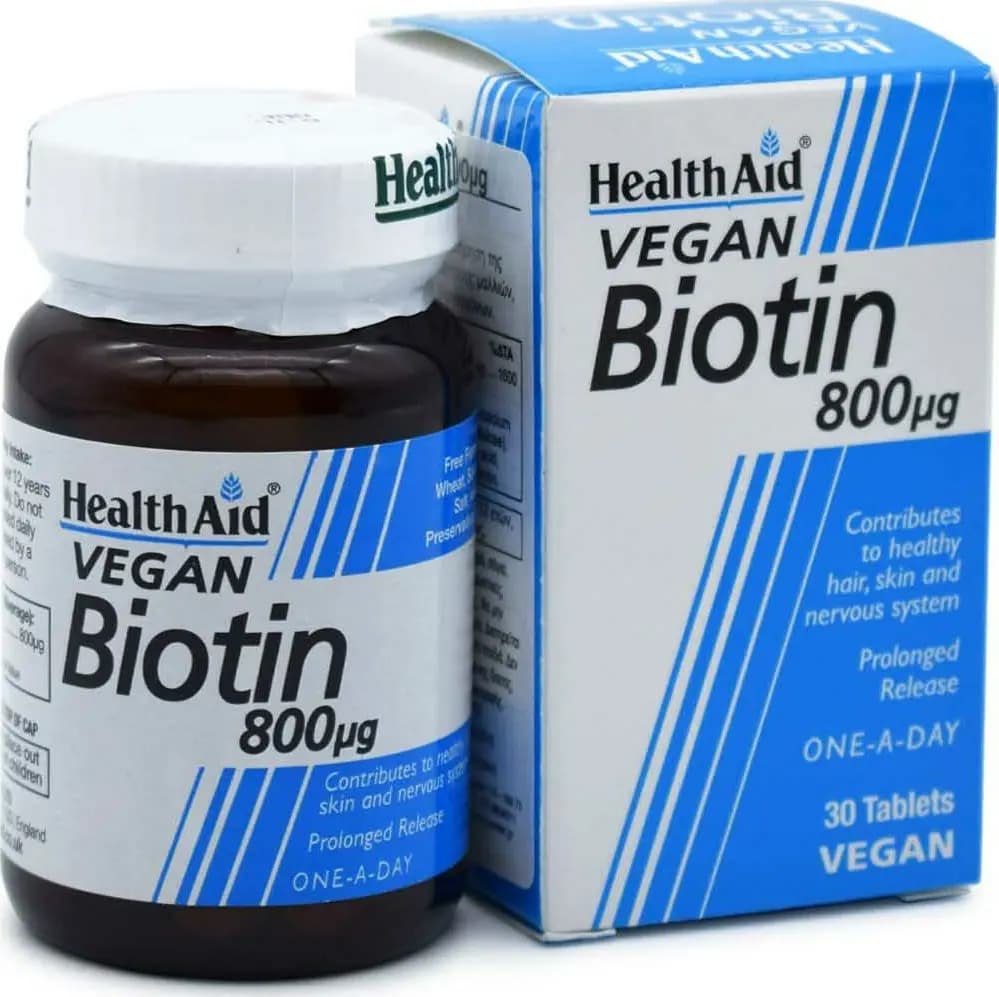 قرص بیوتین 800 میکروگرم هلث اید بسته 30 عددی