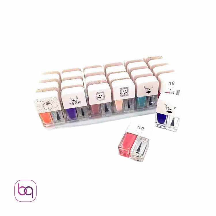لاک دو قلو طرح گربه cariuo پک 24 عددی ترکیب لاک و برق ناخن — تصویر ۵