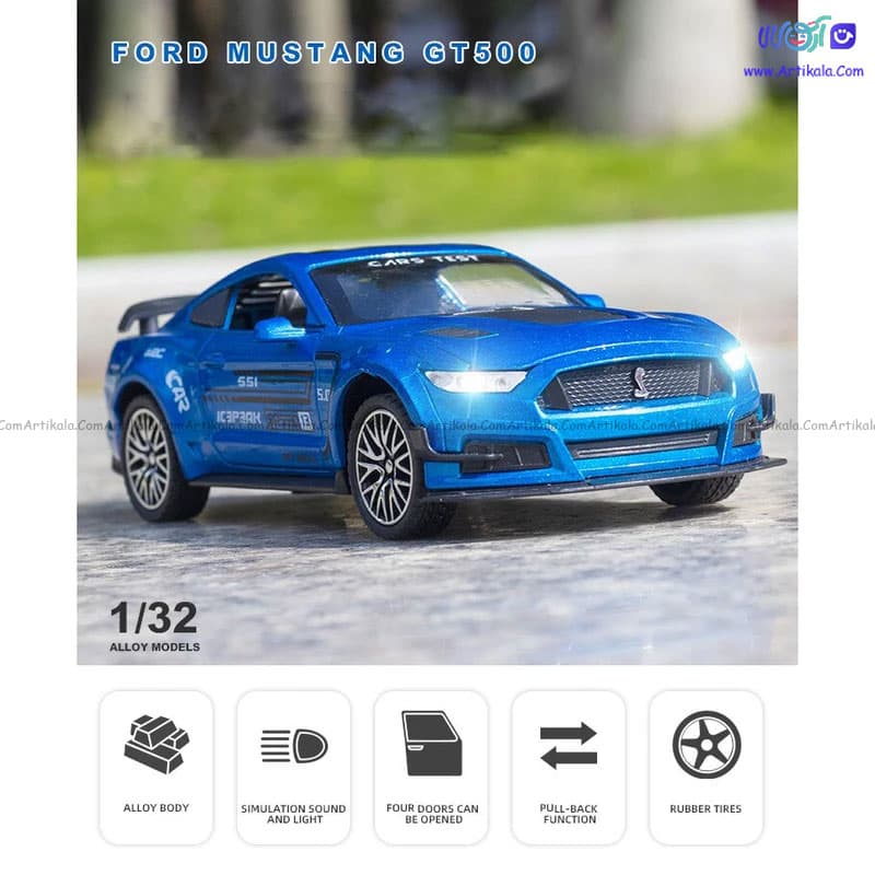 ماشین فلزی فورد موستانگ ford mustang gt500 مقیاس 1:32 — تصویر ۸