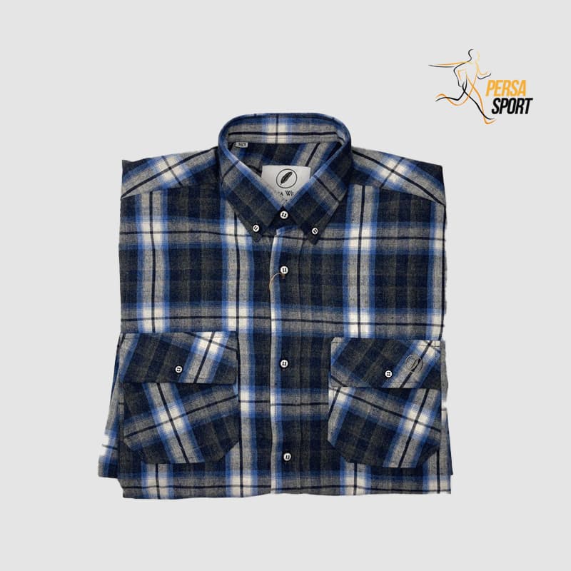 پیراهن مردانه پرساویر Persa Check Blue White — تصویر ۳
