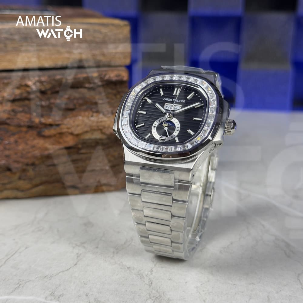 ساعت مچی مردانه پتک فیلیپ Patek Philippe Nautilus MoonPhase Diamonds — تصویر ۱۱