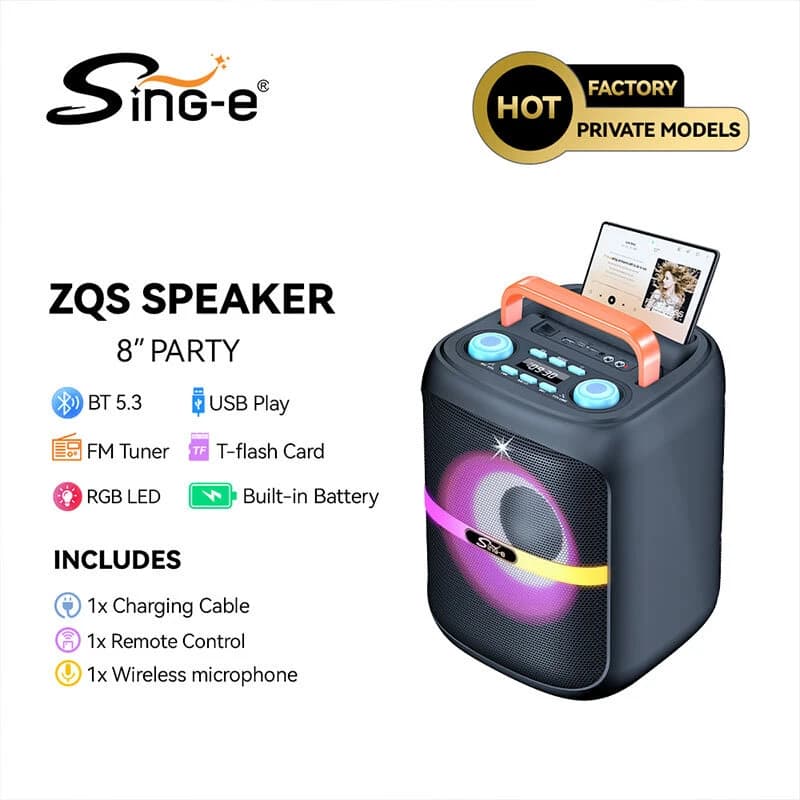اسپیکر بلوتوثی سینگ ای ZQS8183 + میکروفون و ریموت کنترل — تصویر ۸