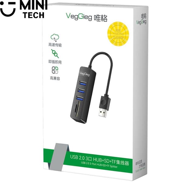 هاب USB2.0 و رم ریدر وگیگ مدل V-C303