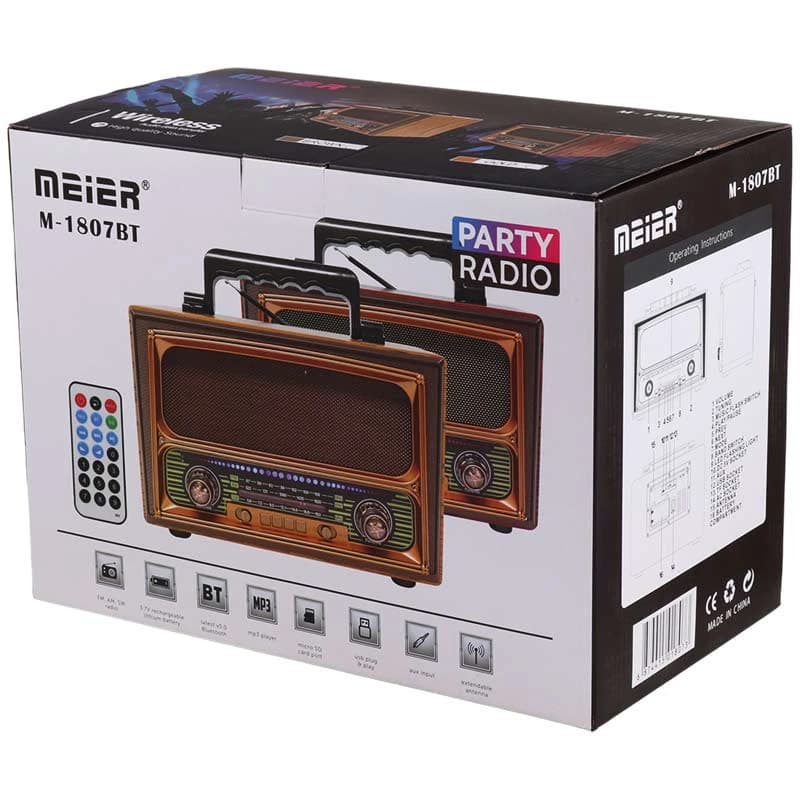 رادیو اسپیکر بلوتوثی مییر M-1807BT + ریموت کنترل — تصویر ۳