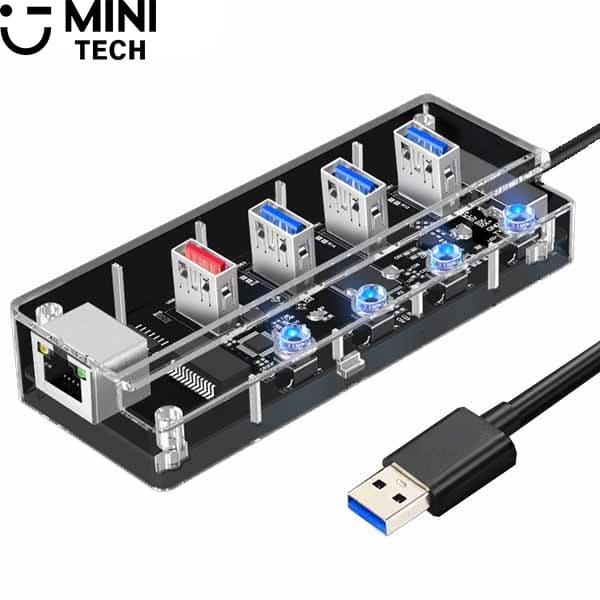 هاب USB3.0 به USB3.0 و RG45 مینی تک