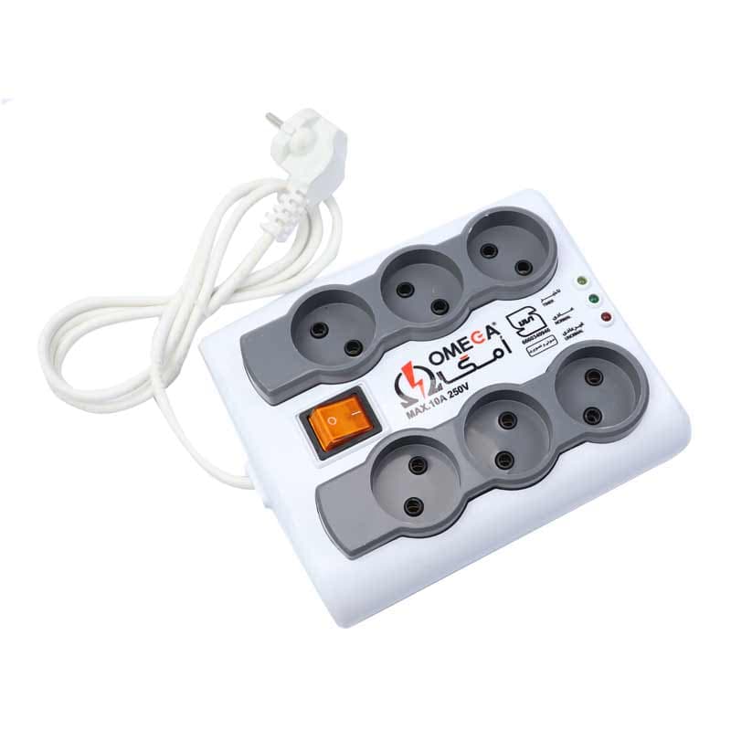 محافظ برق امگا ۶ خانه مدل P6000 کابل 5 متر ا Omega P6000 5m 6 Entries Power Protector کد 2604 — تصویر ۷