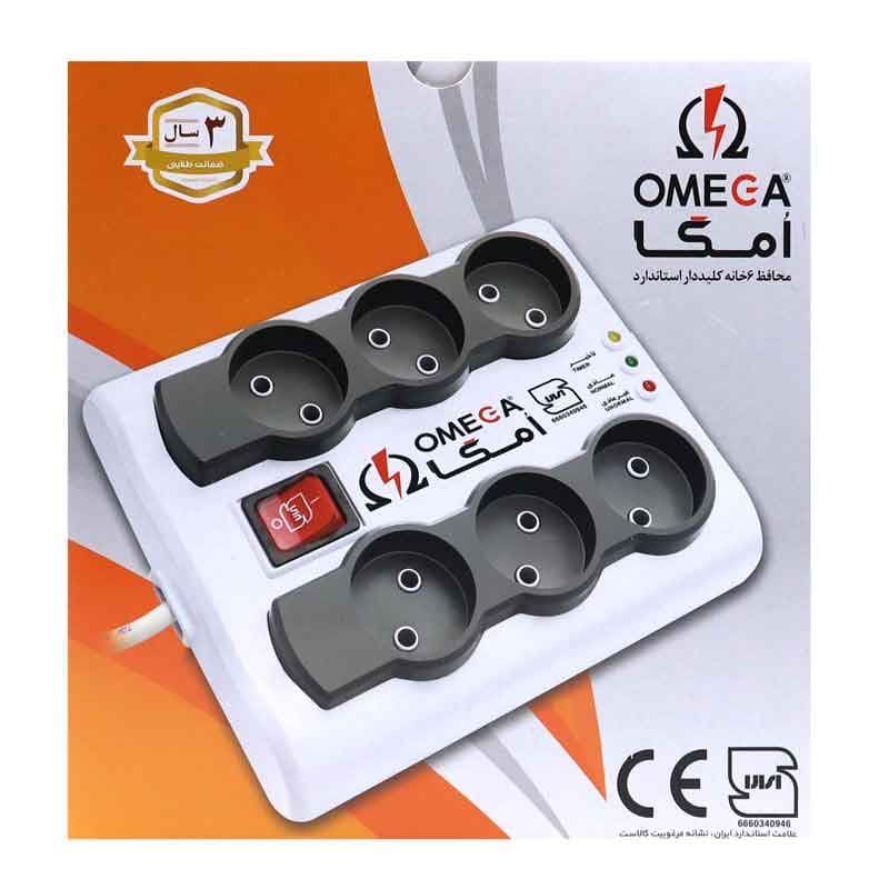 محافظ برق امگا ۶ خانه مدل P6000 کابل 5 متر ا Omega P6000 5m 6 Entries Power Protector کد 2604 — تصویر ۹