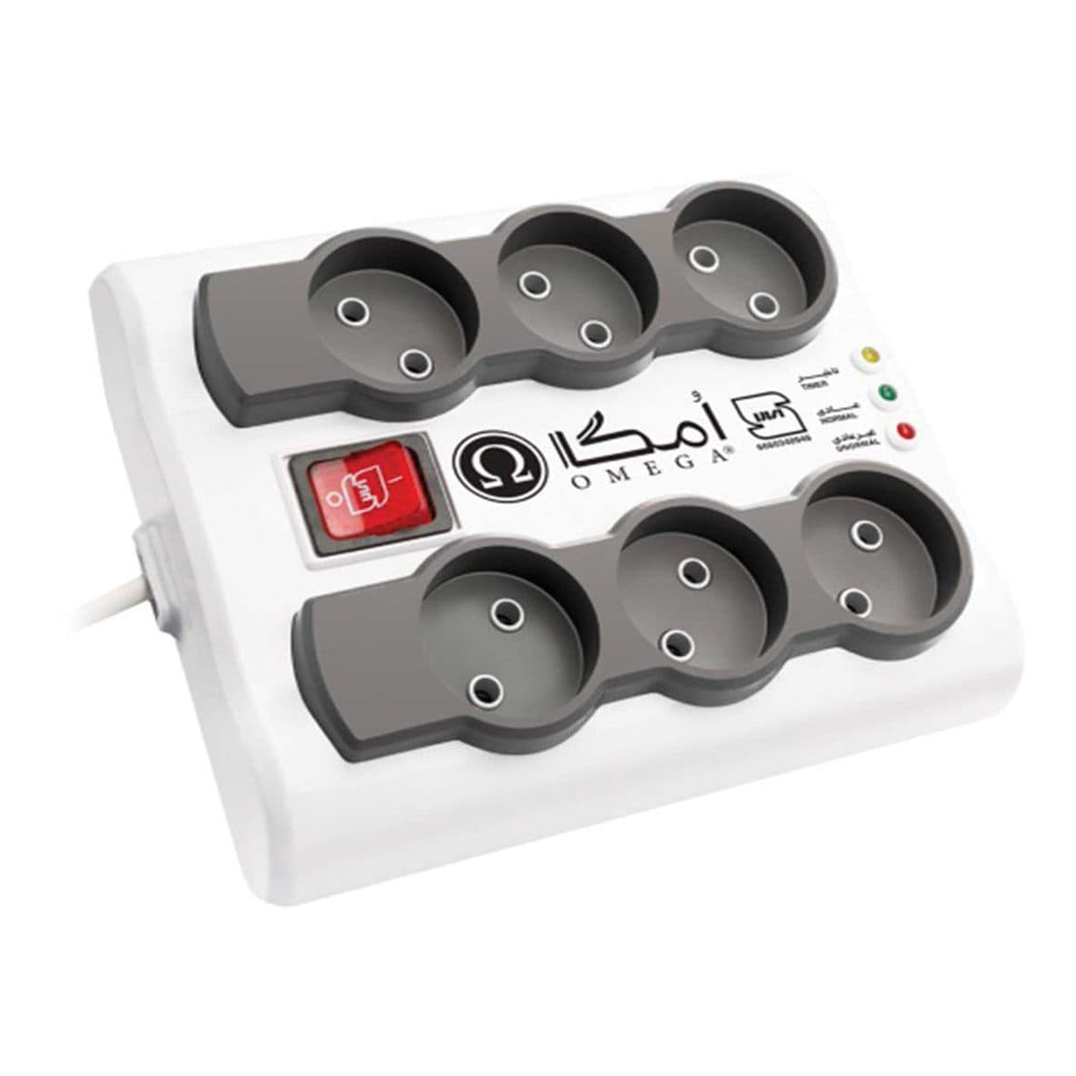 محافظ برق امگا ۶ خانه مدل P6000 کابل 5 متر ا Omega P6000 5m 6 Entries Power Protector کد 2604