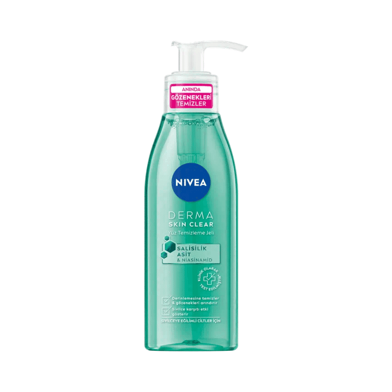ژل شوینده صورت پوست چرب و ضدجوش درما اسکین Derma Skin Clear نیوا 200 میل