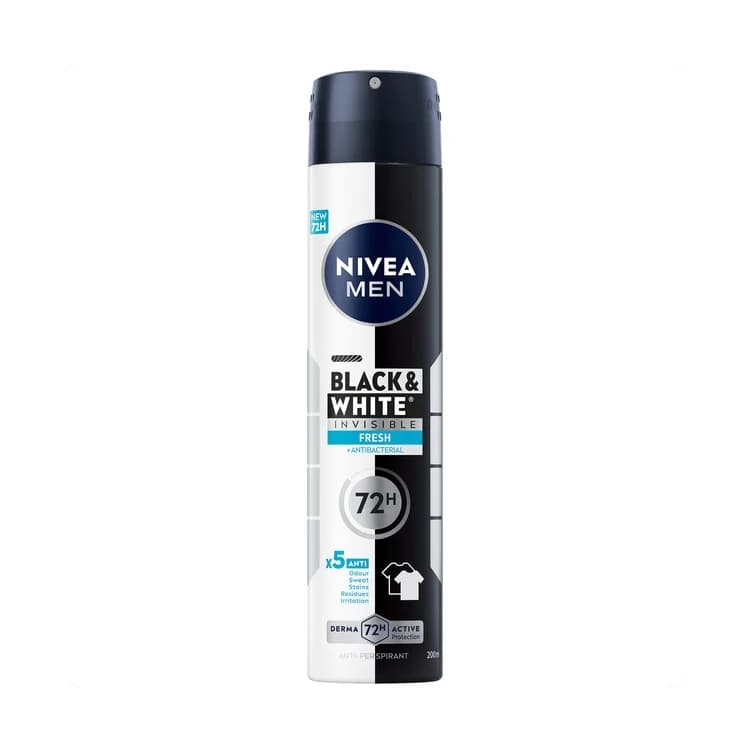 اسپری ضد تعریق مردانه Black & White Invisible fresh نیوا حجم 200 میل