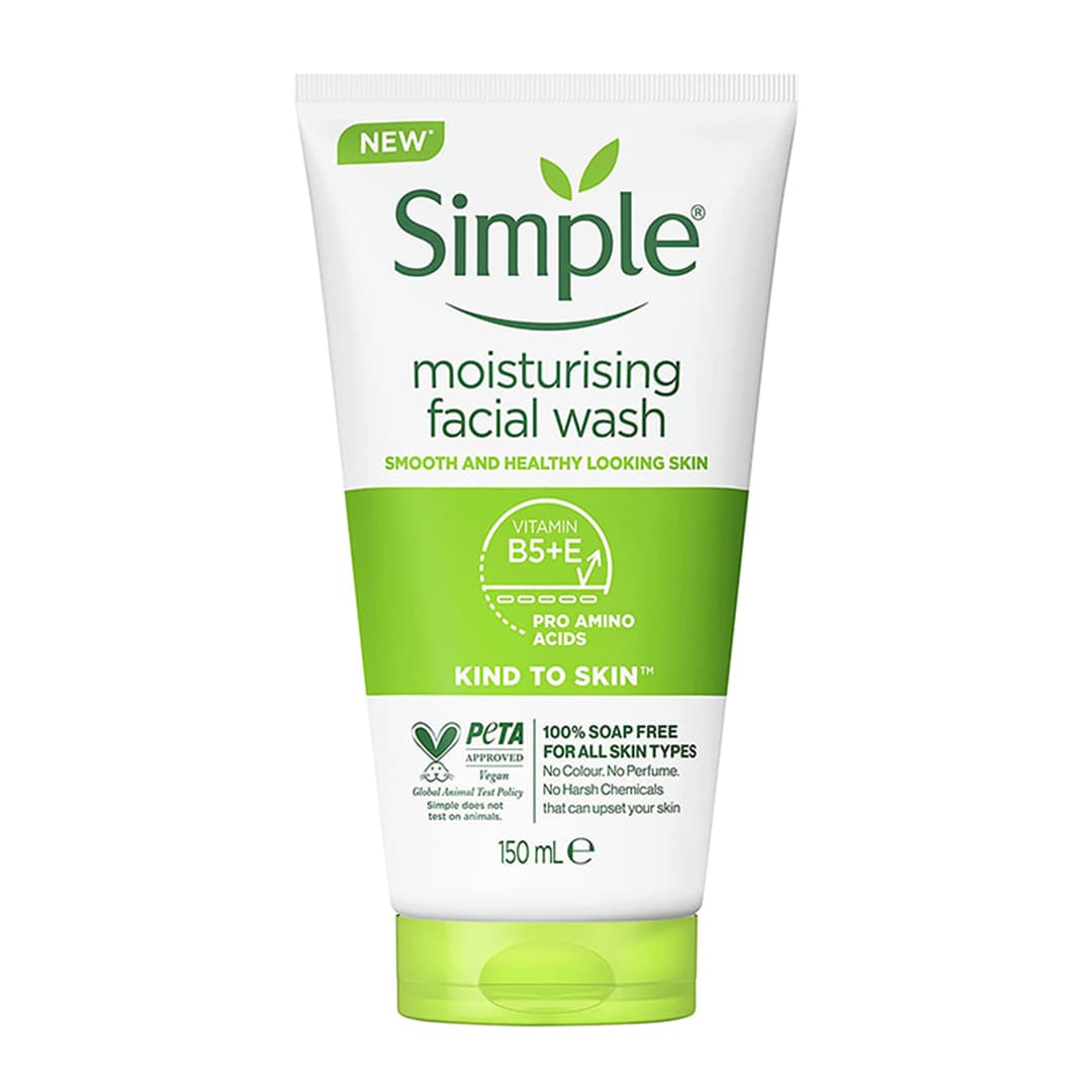ژل شستشو صورت رطوبت رسان مدل moisturising سیمپل حجم 150 میل
