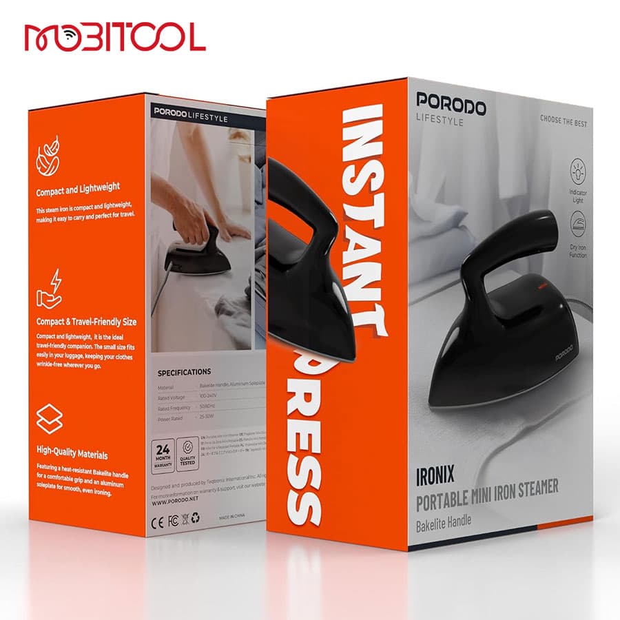 اتو بخار مسافرتی پرودو Porodo Ironix Portable Mini Iron Steamer PDLFST227S — تصویر ۵