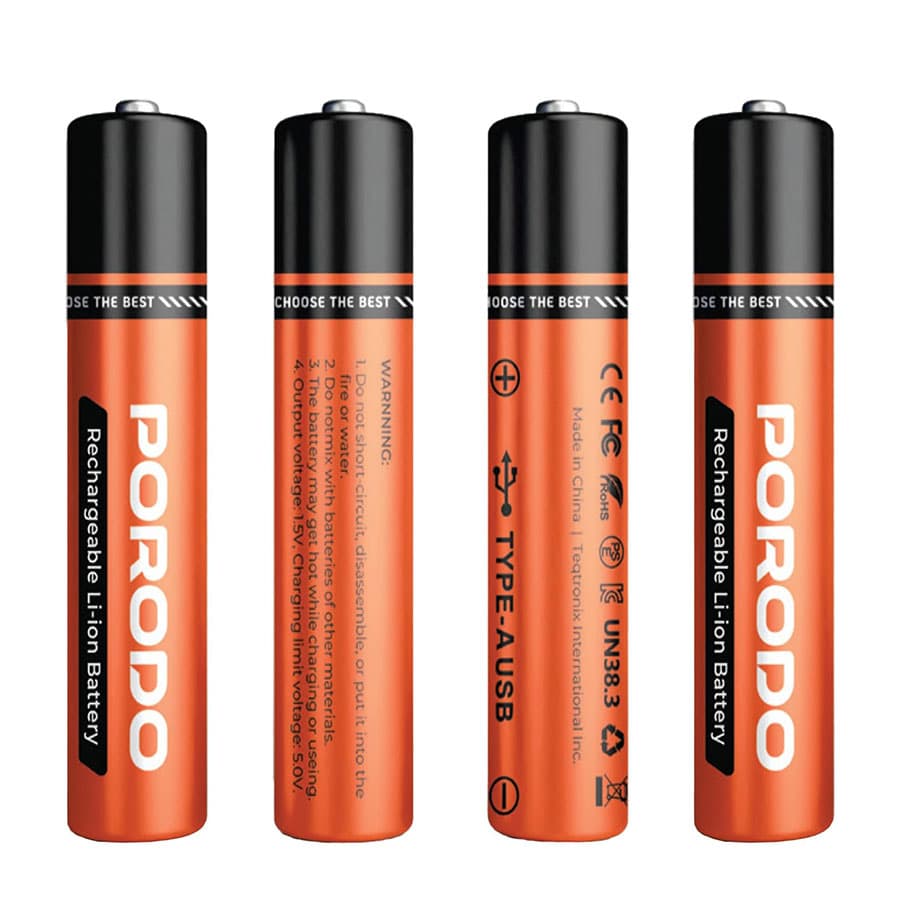 باتری قلمی شارژی چهار تایی پرودو Porodo AA Li-Ion Battery USB-A Rechargeable 4-Pack