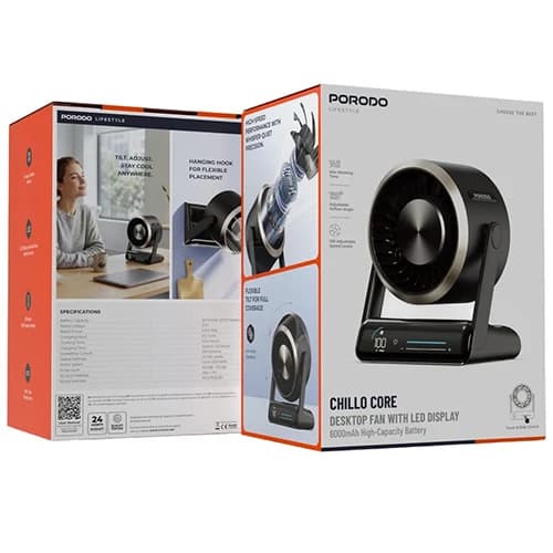 پنکه شارژی رومیزی پرودو Porodo Chillo Core Desktop Fan PDLFSTZH37 — تصویر ۹