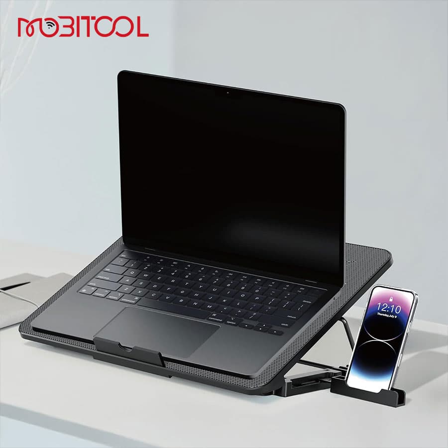 کول پد و استند لپ تاپ پرودو Porodo Gaming 8-Fan Ergonomic Laptop Cooling Stand PDXF5CPBK — تصویر ۳