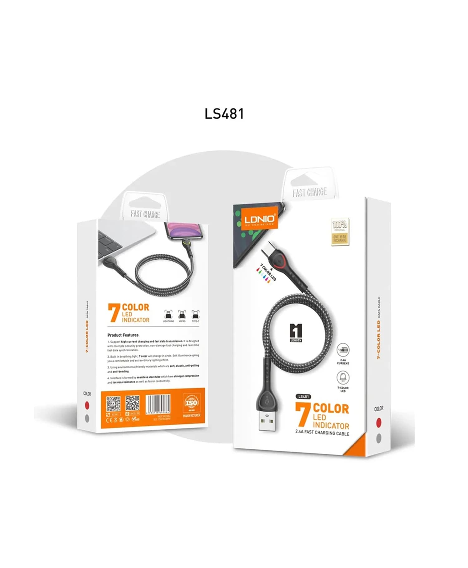 کابل تبدیل USB به Micro-B الدینیو LS-481 — تصویر ۵