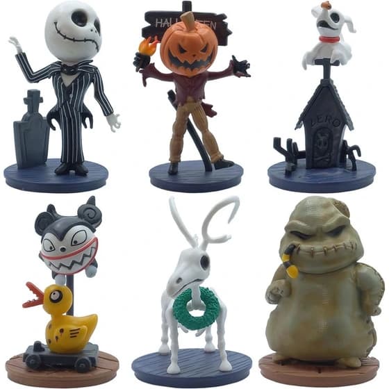 فیگور کابوس قبل از کریسمس ست 6 عددی طرح Nightmare Before Christmas Oogie Boogie Pumpkin King Jack Vampire Teddy — تصویر ۹