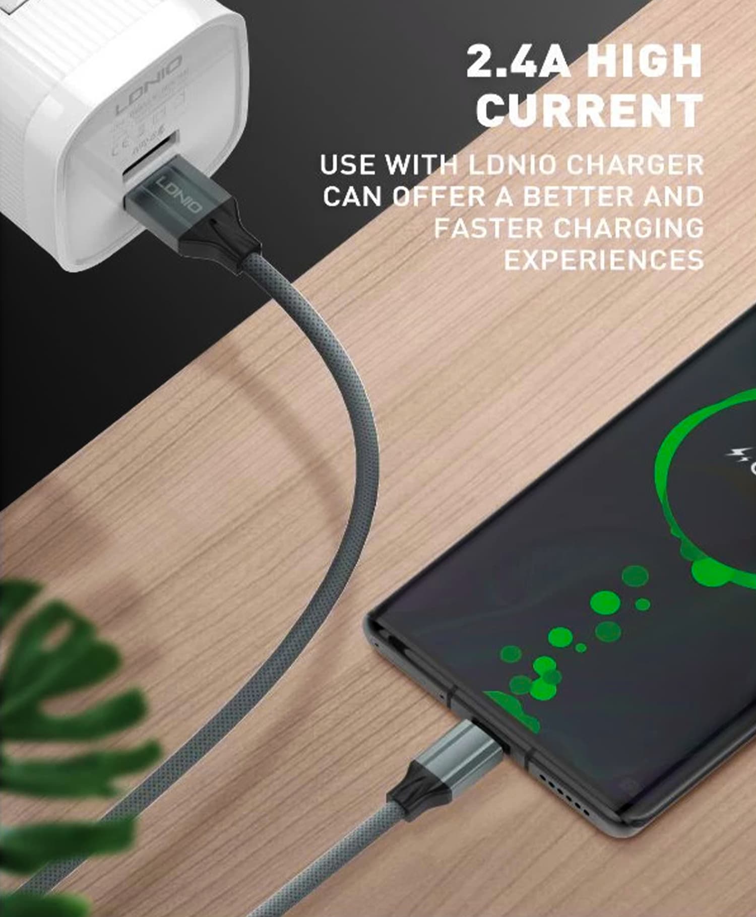 کابل تبدیل USB به Type-C الدینیو LS-442 — تصویر ۴