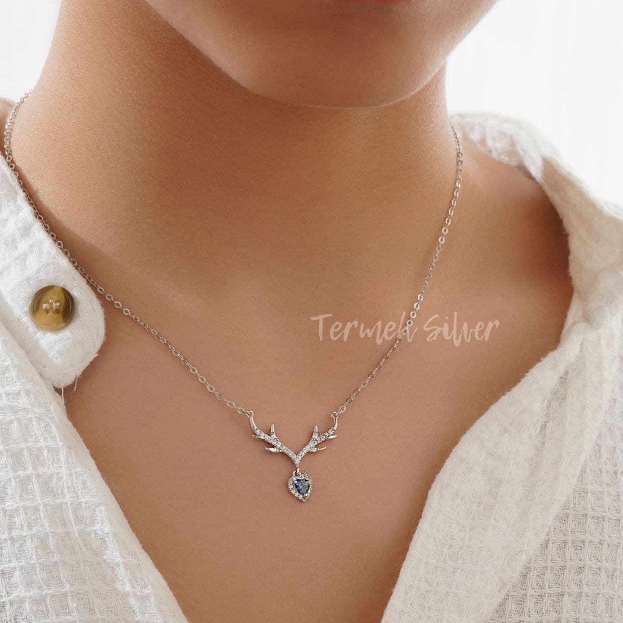 گردنبند نقره شاخ گوزن با زنجیر MT 1302