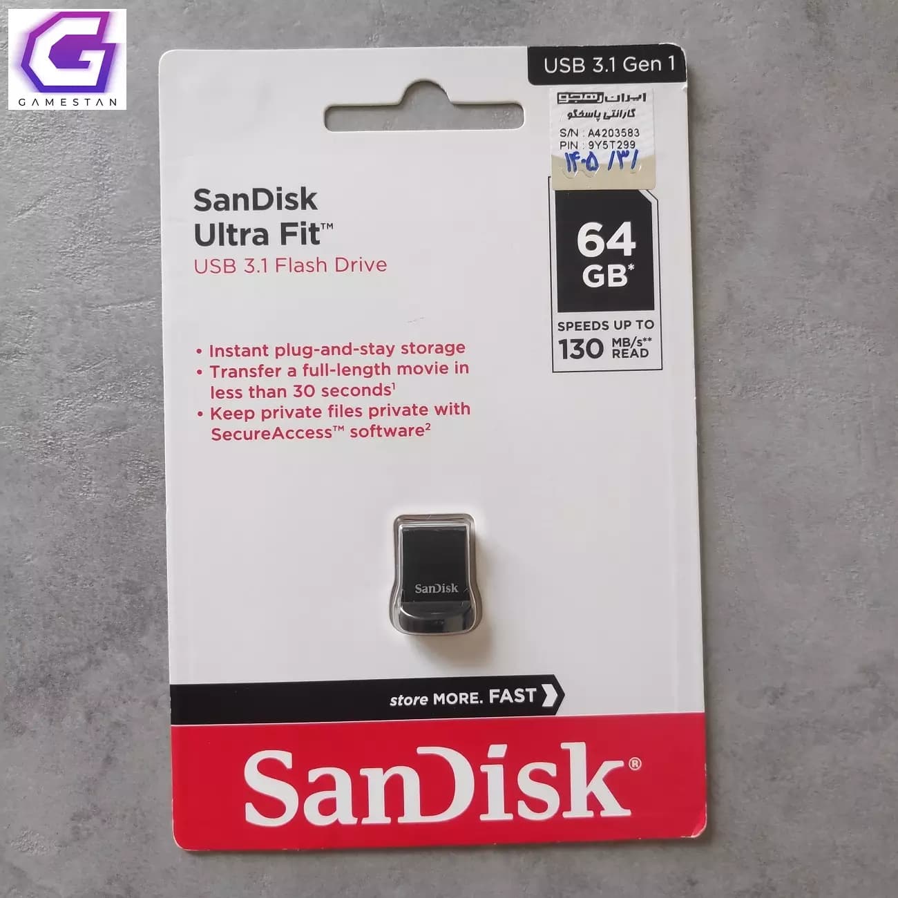 فلش مموری سن دیسک SanDisk Ultra Fit USB 3.1 64GB