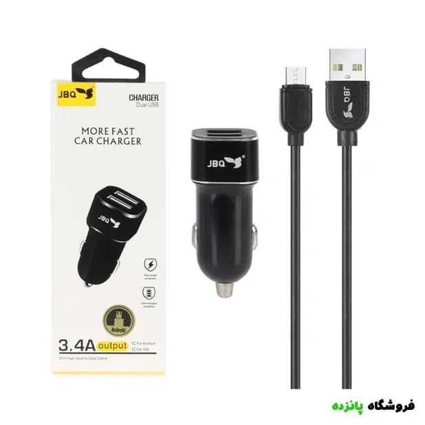 شارژر فندکی با کابل اندروید JBQ فست دو پورت 18 وات مدل CN-45 – مشکی — تصویر ۴