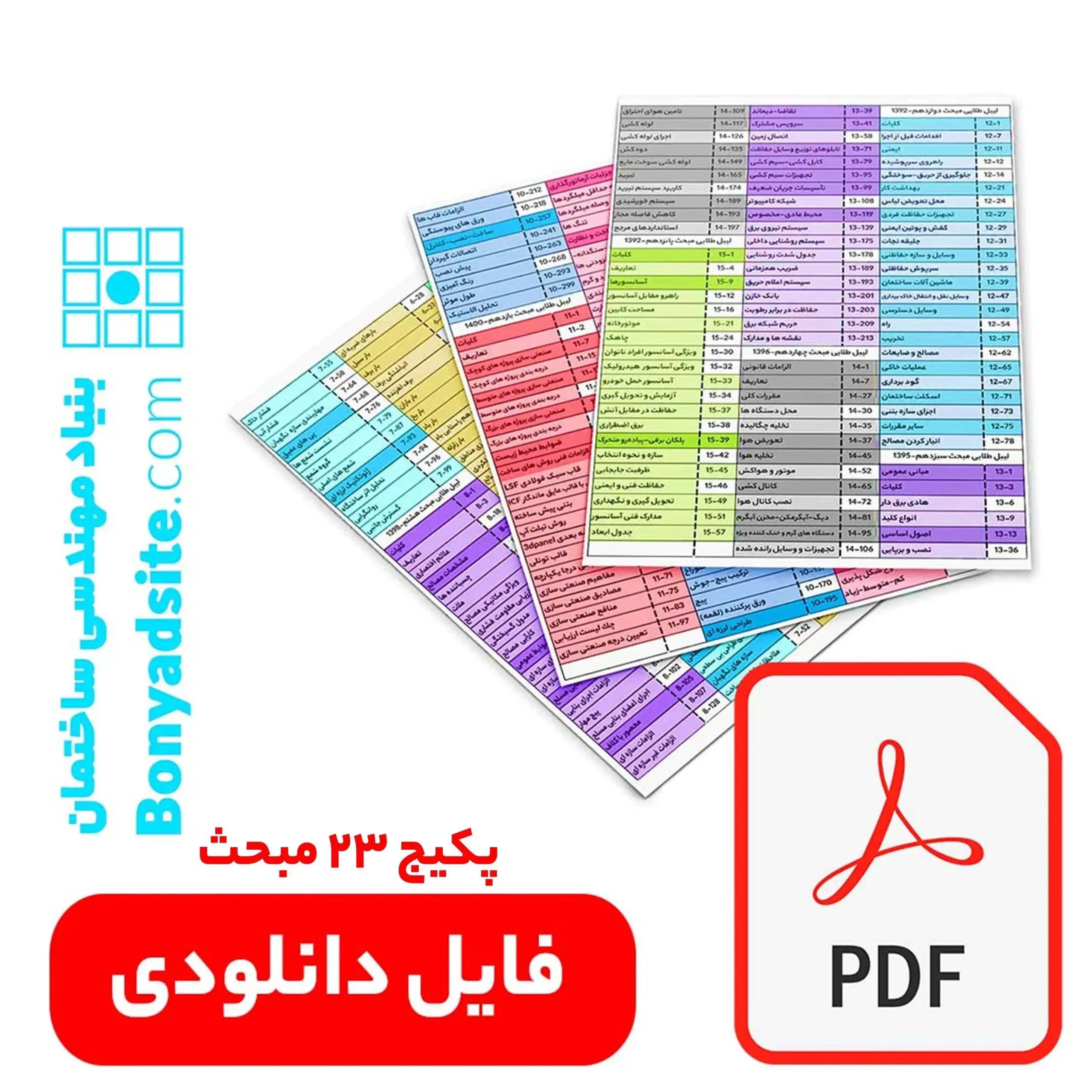 فایل دانلودی لیبل طلایی مباحث 23 جلدی مقررات ملی ساختمان (pdf)