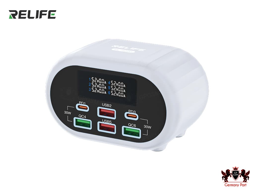 هاب شارژ آمپر سنج و تستر 6 پورت هوشمند ریلایف USB CHARGER RL-309U 6PORTS RELIFE