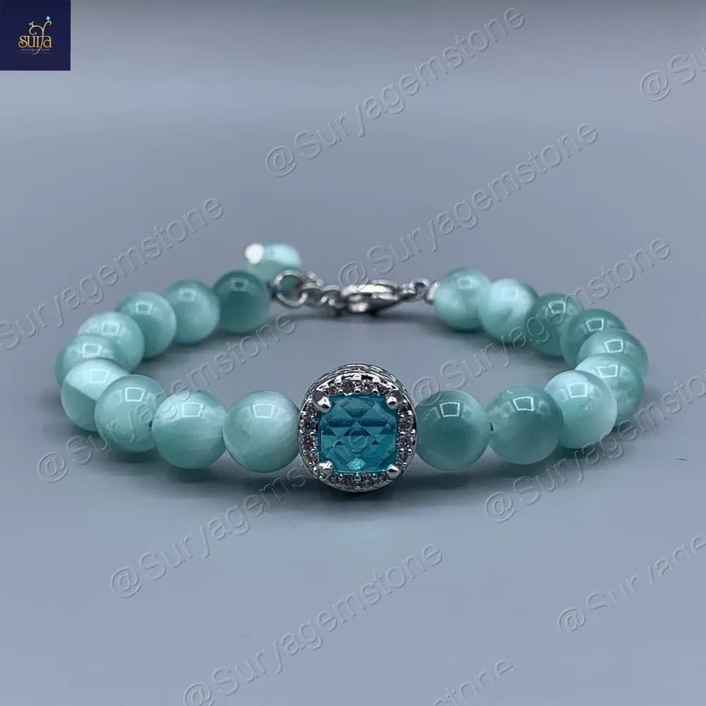دستبند سنگی زنانه ، سنگ مون استون سبز طبیعی و اصل Buda Ocean — تصویر ۱۰