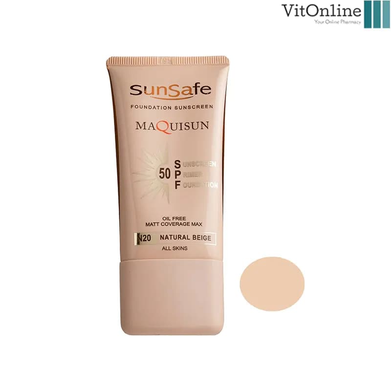 ضد آفتاب رنگی SPF50 سان سیف مدل MAQUISUN شماره N20 رنگ 40 میل