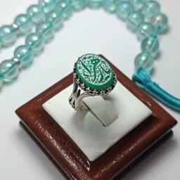 انگشتر نقره زنانه با عقیق سبز — تصویر ۵